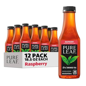 Pure Leaf Raspberry Iced Tea, Real Brewed, 18.5 Fl Oz Bottles, Pack of 12 - Refreshing & Delicious Beverage