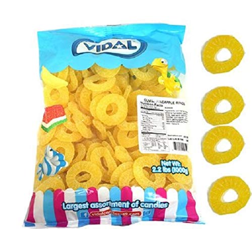 Vidal Gummi Pineapple Rings Candy, 2.2 Pounds