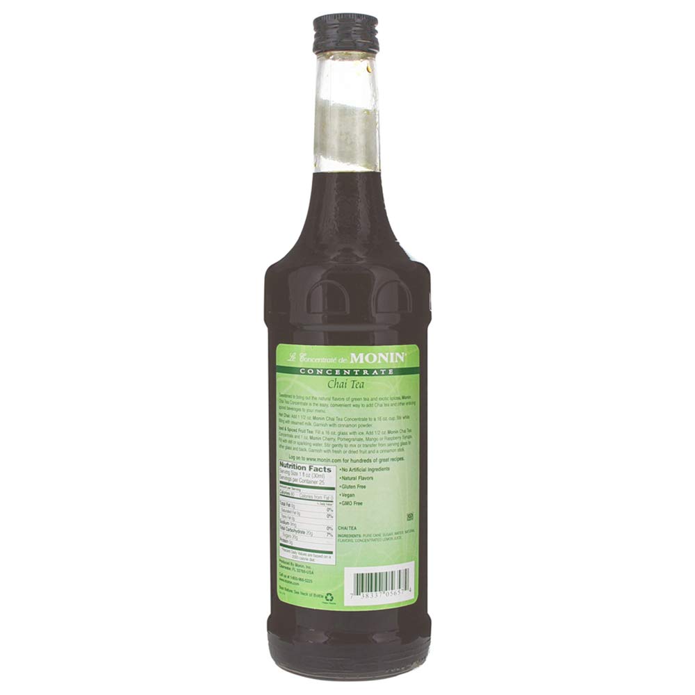 Monin - Chai Tea Concentrate, Spiced Green Tea Flavor, Natural Flavors, Great for Spiced Chai Teas, Coffee Drinks, Dessert Cockt