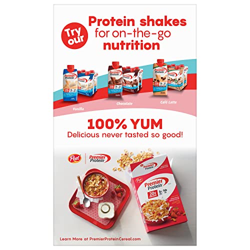 Post Premier Protein Chocolate Almond Cereal, Chocolatey Protein Cereal Flakes with Sliced Almonds, Contains 20g of Protein Per