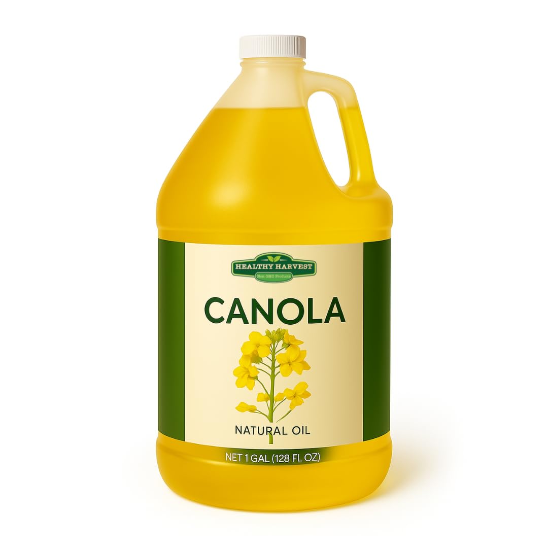 Healthy Harvest Canola Oil  Naturally Expeller Pressed  Gourmet Canola Cooking Oil  Medium-Heat Cooking  Great for Dressings  Marinades  and Frying  1-Gallon