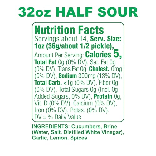 Grillos Pickles Half Sour Whole Pickles, 32 Fl oZ
