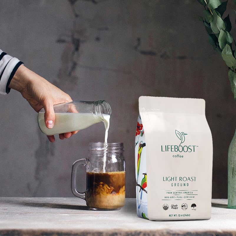 Lifeboost Light Roast Ground Coffee - Non-Gmo Single Origin Low Acid Organic Light Roast Coffee - Third Party Tested For Mycotox