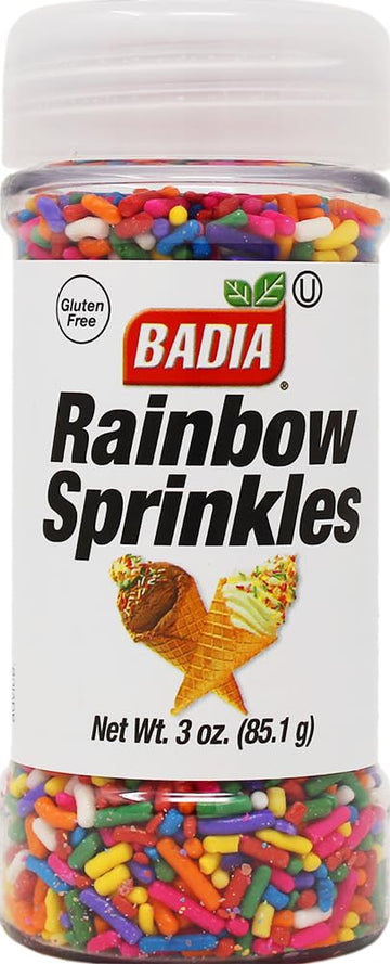 Badia Rainbow Sprinkles 3 oz - Colorful Topping for Ice Cream, Cakes, Cookies, Cupcakes & Desserts - Sweet Decoration for Baking