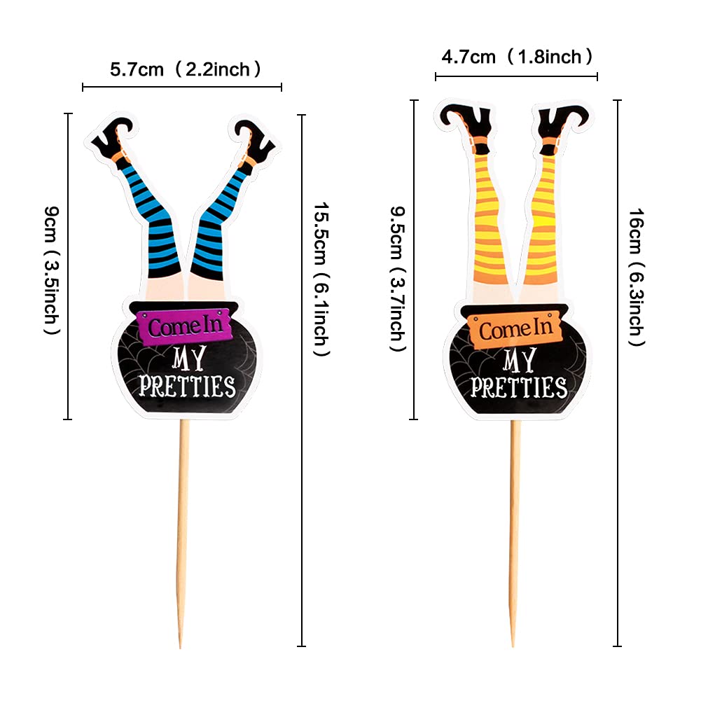 Ercadio 36 Pack Halloween Witch Boot Cupcake Toppers Witch'S Feet Shoes Legs Cupcake Picks Baby Shower Birthday Halloween Themed