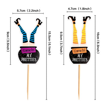 Ercadio 36 Pack Halloween Witch Boot Cupcake Toppers Witch'S Feet Shoes Legs Cupcake Picks Baby Shower Birthday Halloween Themed