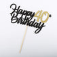 Palasasa Black Gold Glitter Happy Birthday Cake Topper - 40 Anniversary/Birthday Cake Topper Party Decoration (40Th)