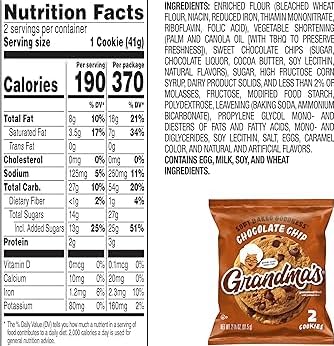 Grandma Cookies Chocolate Chip - Pack Of 8 (2.12Oz Each) For Halloween, Christmas And More In A Nikan Supplies Bag