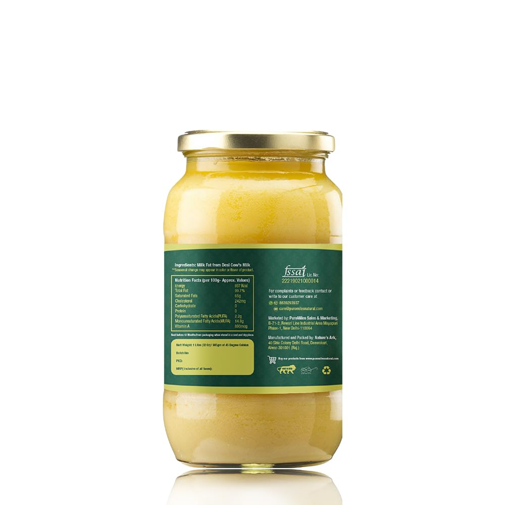 Puro Miles A2 Ghee | Pure Fresh Premium Ghee From Desi Kankrej Cow | Organic Natural Traditional | Non-Gmo | Forest Herbs Fed &