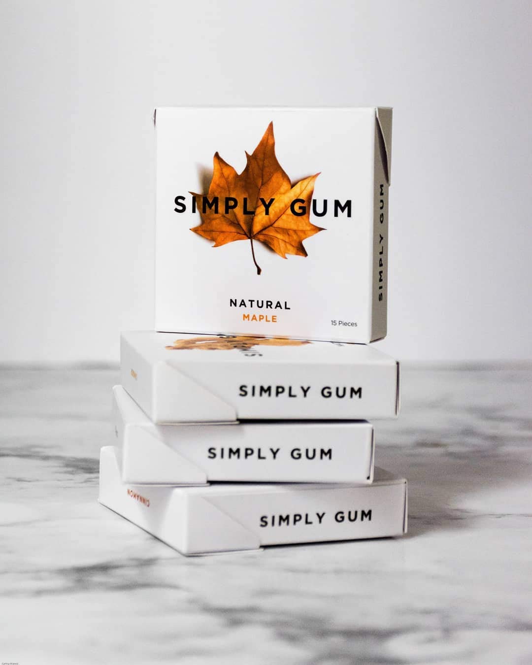 SIMPLY Gum Maple, Plastic-Free Natural Chewing Gum, 6 Pack (90 Pieces) | Vegan, Kosher, Non GMO, Aspartame Free and Sorbitol Fre