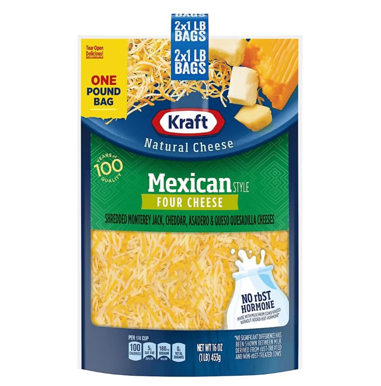 Kraft Mexican Style Four Cheese Blend Shredded Cheese, 2 lb. (2 pk.)
