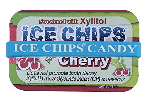 Ice Chips Xylitol Candy Tins 5.28 Oz Total (Sour Cherry, 6 Pack) - Includes Band As Shown