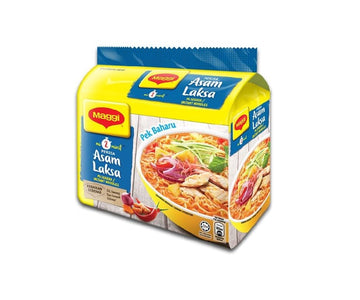 Meggi Asam Laksa Instant Noodles - Authentic Malaysian Flavor, Top Instant Noodle Choice (5 Packs x 78g)