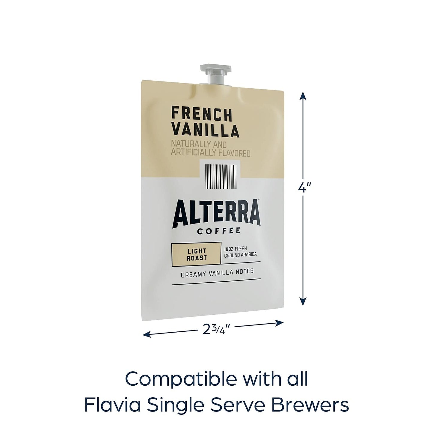 Alterra French Vanilla Flavored Coffee, 100 Count, Model A183, Coffee Color