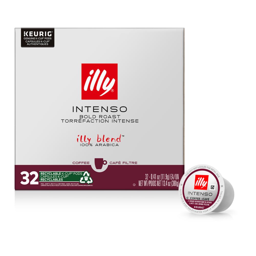 Illy Coffee K Cups for Keurig – Intenso Dark Roast – 32 Count Pods – Bold Flavor with Notes of Cocoa & Dried Fruit