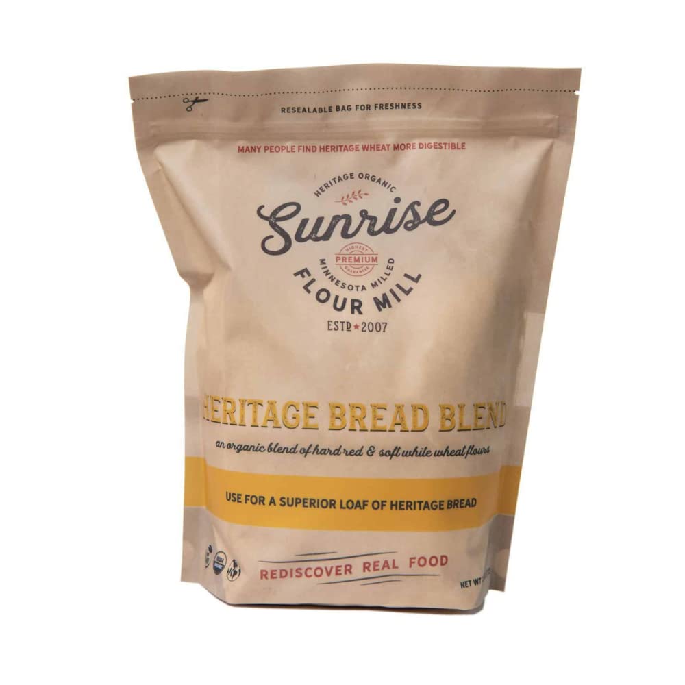 Sunrise Flour Mill Organic Bread Flour Blend, 5 lbs, High Protein, Easy to Digest, Smooth Nutty Flavor