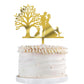 Acrylic Mr & Mrs Cake Topper -Wedding Engagement Bridal Shower Cake Topper,Bride Hold Groom With Flowers Besides 2 Pet Dogs Silh