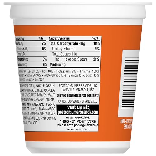 Honey Bunches of Oats Honey Roasted Breakfast Cereal, Honey Oats Cereal with Granola Clusters, Small Cereal Cup Size for Easy On