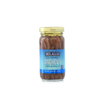 DeLallo Anchovy Fillets in Olive Oil 3.53 oz.(pack of 6)