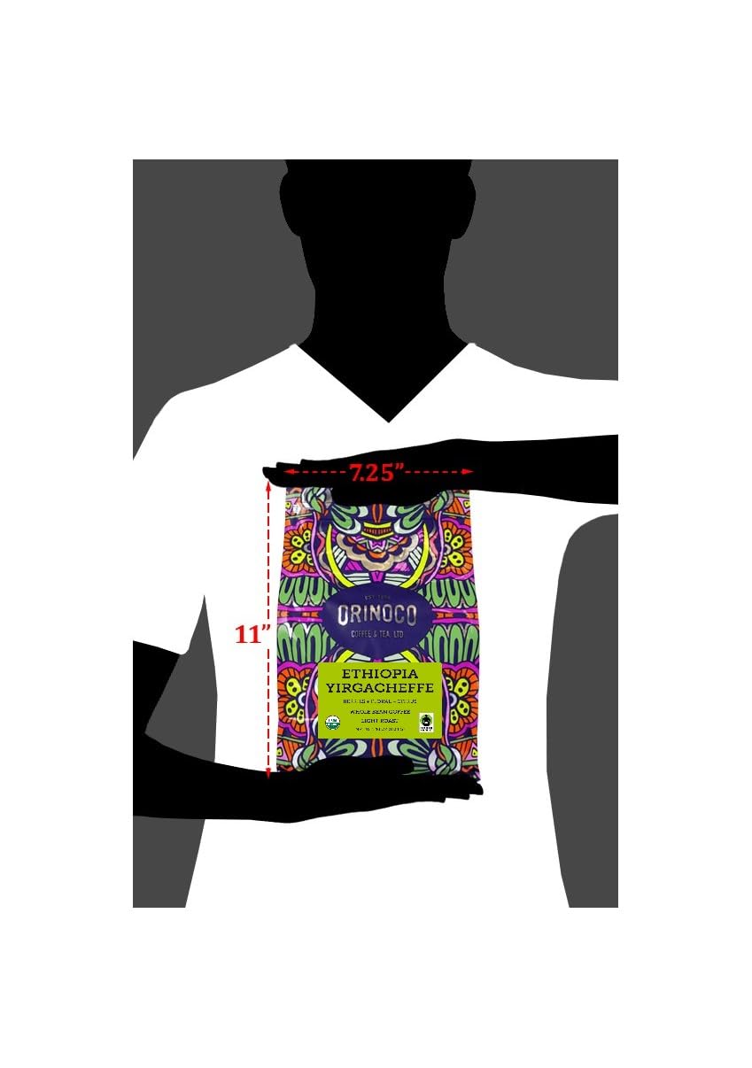 Orinoco Organic Ethiopian Yirgacheffe 2.5Lb Bag, Medium-Light Roast, Whole Bean Coffee, 100% Arabica Beans