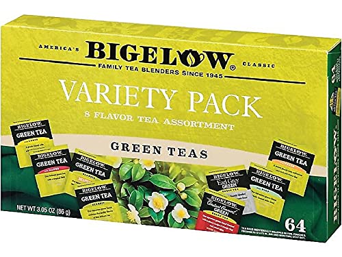Bigelow Tea Green Tea Assortment, Individually Wrapped Tea Bags With Classic, Decaffeinated, Mint, Peach, Constant Comment, Lemo