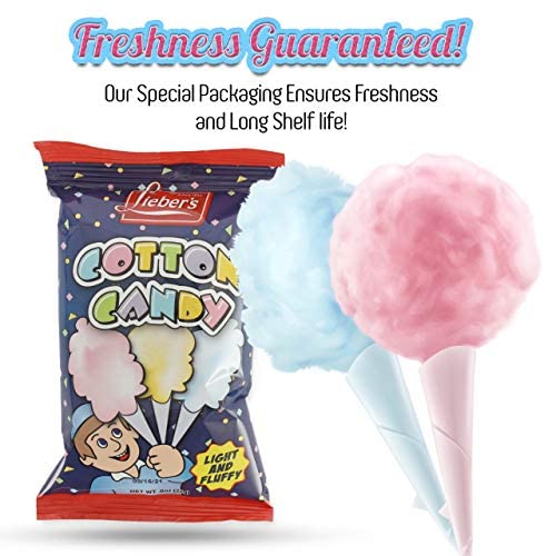 Lieber'S Cotton Candy | 12 Pack Of Light & Fluffy Vintage Candy | Blue & Red Carnival Birthday Party Favors Treats Supplies For