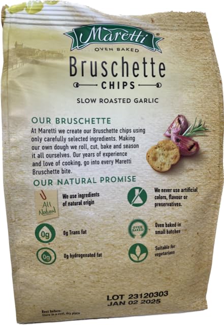All Natural Bruschette Bruschetta Vegan Cracker Bruschettini Chips 4 PACK (5oz, Roasted Garlic)