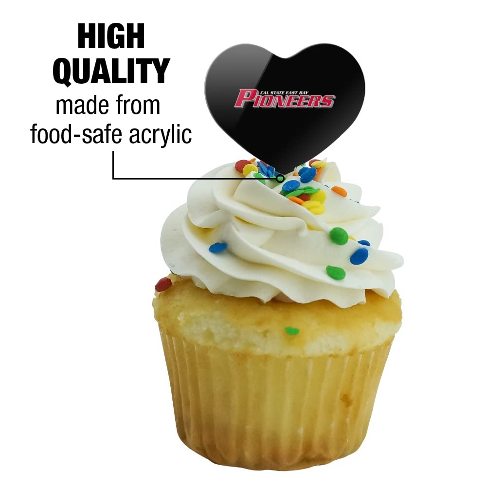 GRAPHICS & MORE Cupcake Picks Set of 6, Acrylic, California State University, East Bay, Heart Love Decoration, Model CUPT.HRT.ACR.6PK.CLCCSH500B