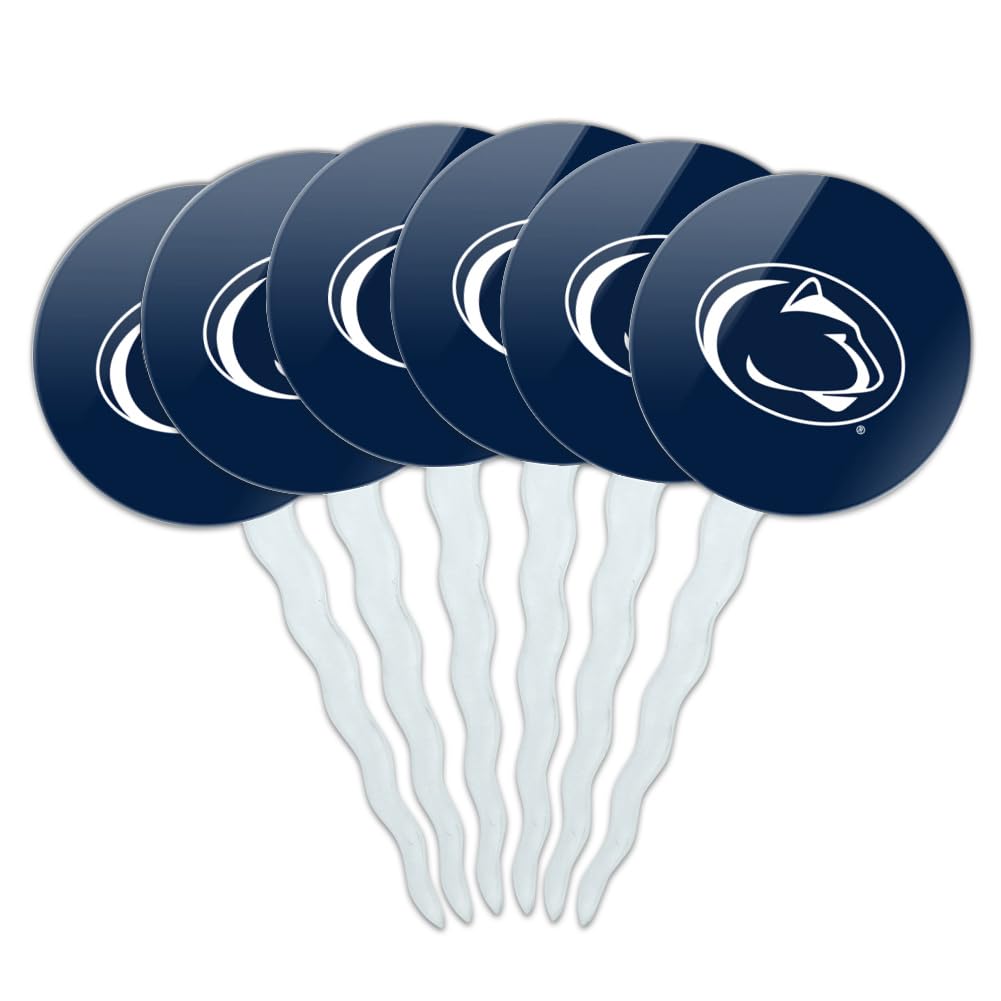 GRAPHICS & MORE Acrylic Cupcake Picks Toppers Set of 6 - Pennsylvania State University Logo