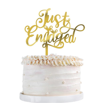 Qertesl Just Engaged Cake Topper For Engagement Party Decorations, Engaged Ring Sign,We'Re Engaged Cake Toppers,Bridal Shower/We