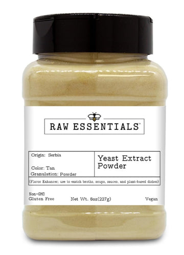Raw Essentials Yeast Extract Powder - Flavor Enhancer For Enrich Broths, Soups, Sauces, And Plant Based Dishes - 8 Ounce Bottle