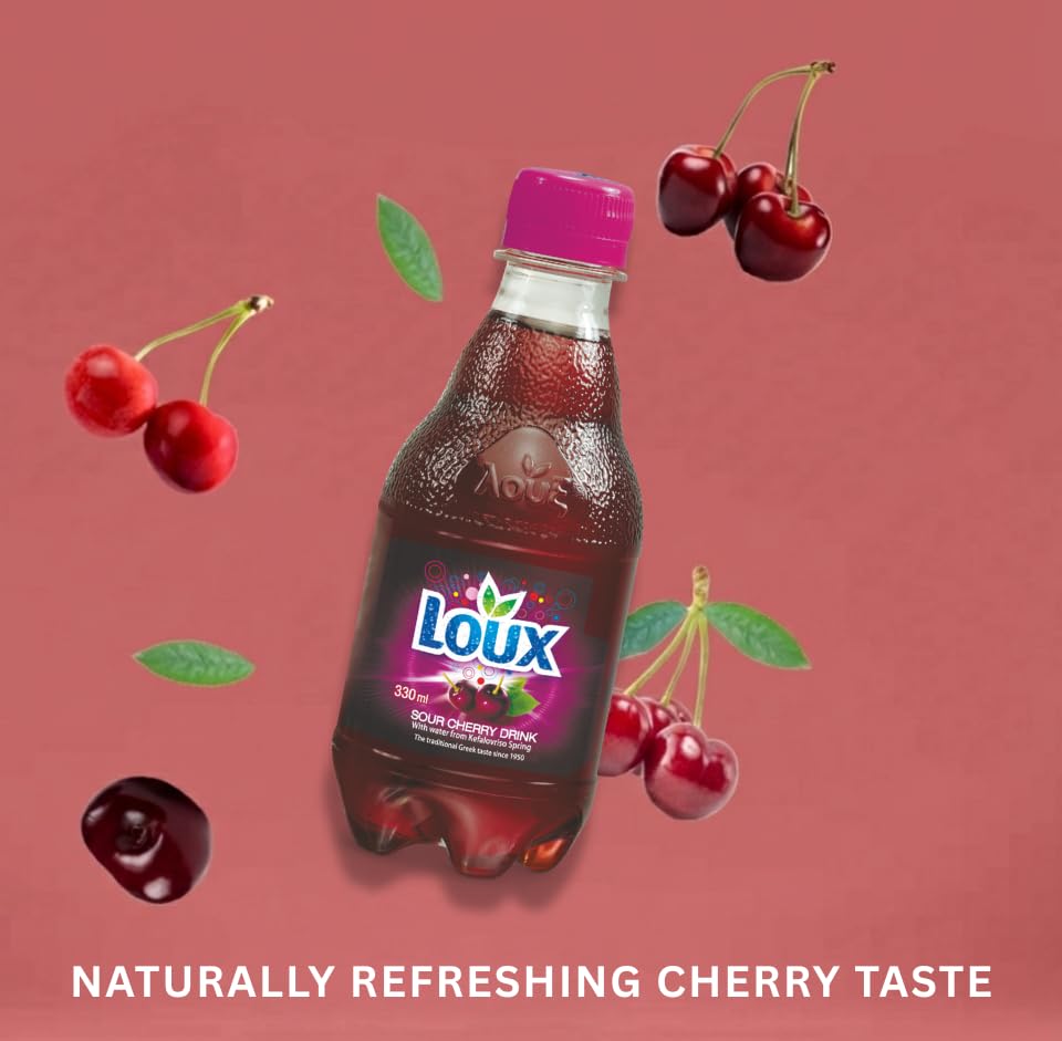 Loux | Greek Soft Drink | Sour Cherry | Pack Of 12 | 330Ml