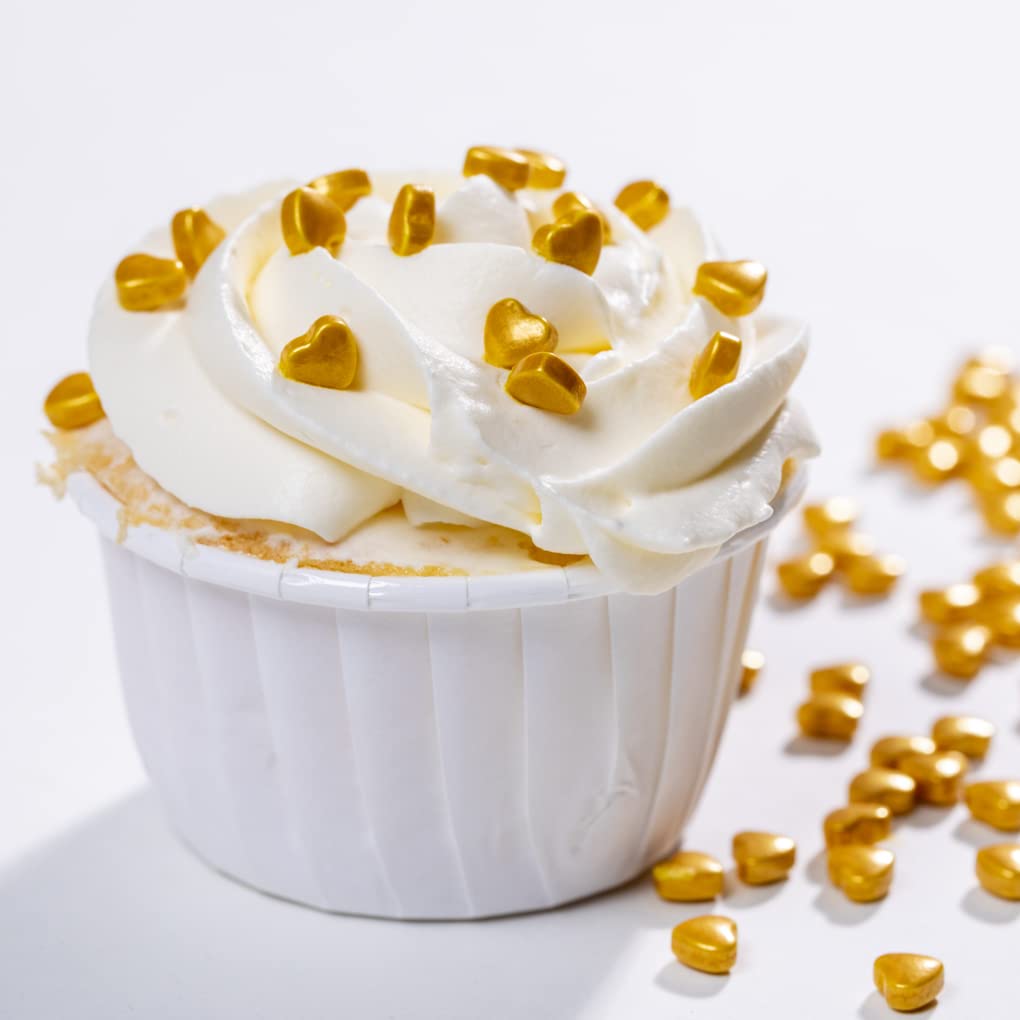 Gold Sprinkles Heart-Shaped Pearl Sprinkles 130G 4.6Oz,Cake Sprinkles,Cookie Sprinkles,Sugar Pearl, Edible Candy Pearls For Cake