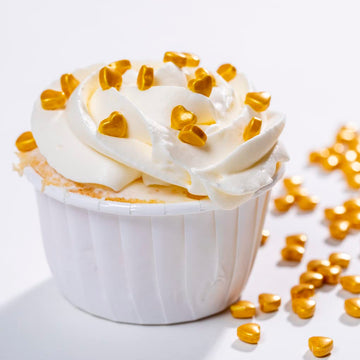 Gold Sprinkles Heart-Shaped Pearl Sprinkles 130G 4.6Oz,Cake Sprinkles,Cookie Sprinkles,Sugar Pearl, Edible Candy Pearls For Cake