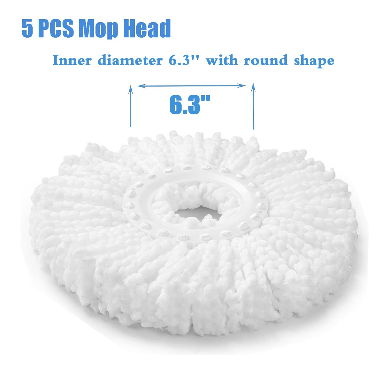 5Pcs Microfiber Replacement Mop Head Spin Mop Head Replacement 5-Pack, Microfiber Refill Heads Universal For 360 Spin Magic Mopp