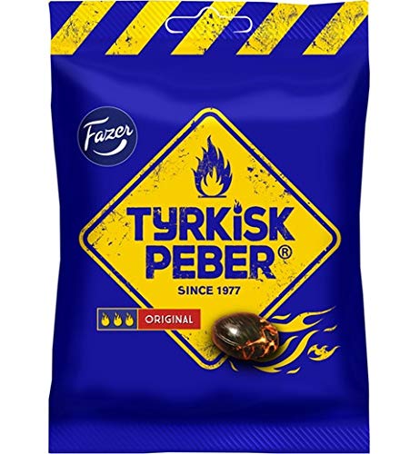 4 x bags of 150g Fazer The Original Tyrkisk Peber (Turkish Pepper) Finnish Salmiakki Salmiak Caramel Hard Candy Sweets Candies B