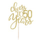 Qertesl Gold Glitter Cheers To 50 Years Cake Topper, Happy 50Th Birthday Cake Decorations,Perfect For 50 Years Cake Decorating,W