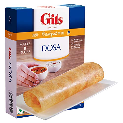 Gits Instant Rice Dosa Breakfast Mix, Makes 8 Per Pack, Pure Veg, South Indian Breakfast Mix, 200G
