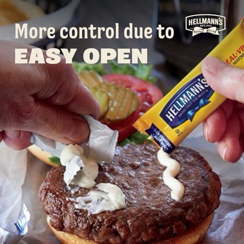 Hellmann s Real Mayonnaise Stick Packets Easy Open, Condiment for Sandwiches, Salads, Mayo Made with 100% Cage Free Eggs, Glute
