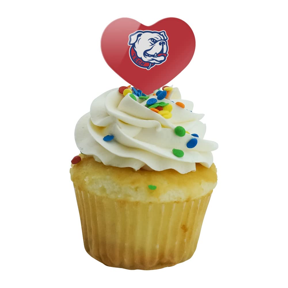 GRAPHICS & MORE Cupcake Picks Set of 6 - Acrylic Heart Toppers - Louisiana Tech University - One Size