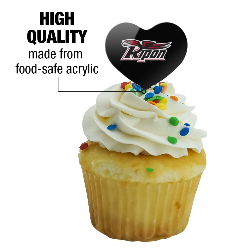 GRAPHICS & MORE Cupcake Picks Toppers Set of 6, Acrylic, Ripon College, Heart Decoration, One Size, Model CUPCAKE.HEART.CLCRIP.Z008906