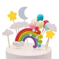 Palksky Colorful Rainbow Cake Topper/Wedding Cake Flags/Cupcake Picks Set -Include Cloud Balloon Moon Stars/Boy Girl Kid Birthda