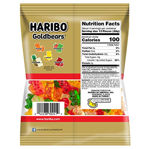 Haribo Gummi Candy, Goldbears, 4 Oz., Pack Of 12