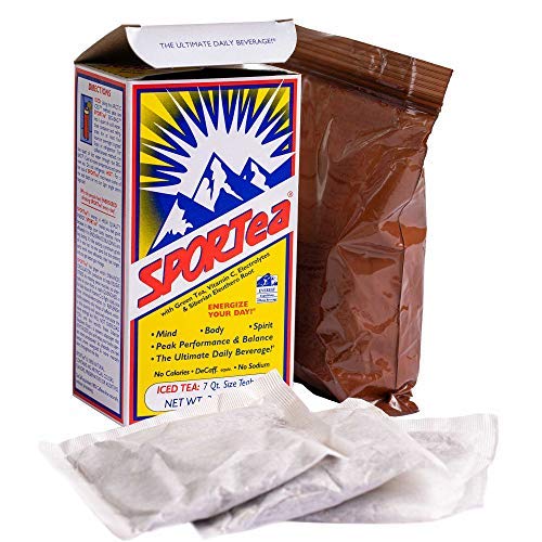 SPORTEA Iced Decaf Energy Drink, Green & Black Tea, 7 Cold Brew Tea Bags, 2 Pack