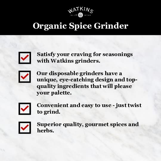 Watkins Organic Garlic Peppercorn Grinder, 2.7 Oz