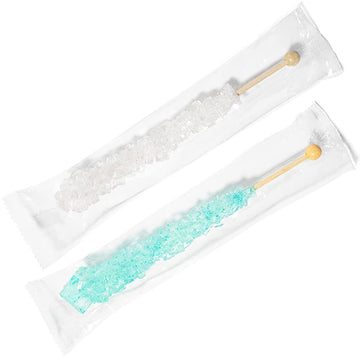 Classic Rock Candy Sticks, Sugar Rock Crystal Lollipops, Individually Wrapped (Pack Of 18, Baby Boy (Light Blue & White))