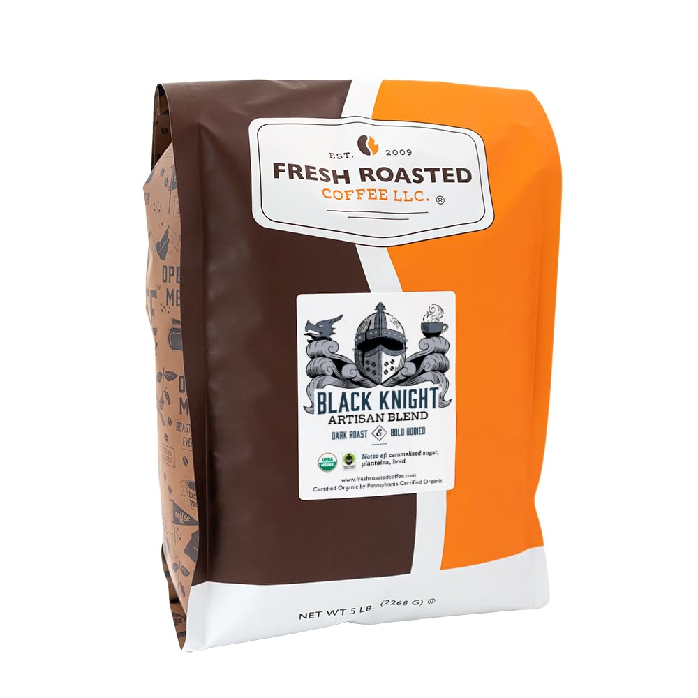 Fresh Roasted Coffee Dark Roast Whole Bean, Fair Trade Organic, 80 oz (5 lb), Kosher, Model FRC742_AF
