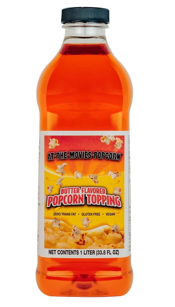 At-The-Movies-Popcorn Buttery Flavor Popcorn Topping, 33.81 Ounce (1 Liter), Ideal for Movie Nights