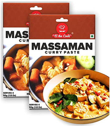 El The Cook Massaman Thai Curry Paste | 100% Veg & Natural | Make Restaurant Style Chicken,Fish,Prawn,Vegetable,Tofu Thai Curry 