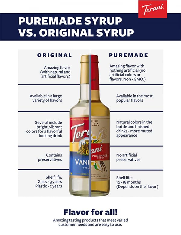 Torani Puremade Syrup, Vanilla, 25.4 Ounces (Pack Of 4)